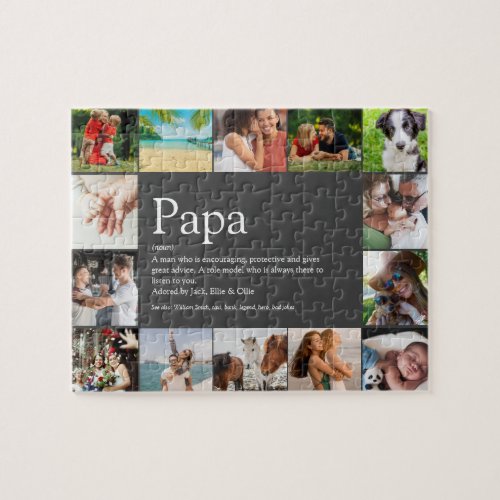 Best Dad Papa Father Definition 14 Photo Fun Gray Jigsaw Puzzle