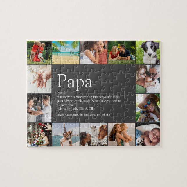 Best Dad Papa Father Definition 14 Photo Fun Gray Jigsaw Puzzle (Horizontal)
