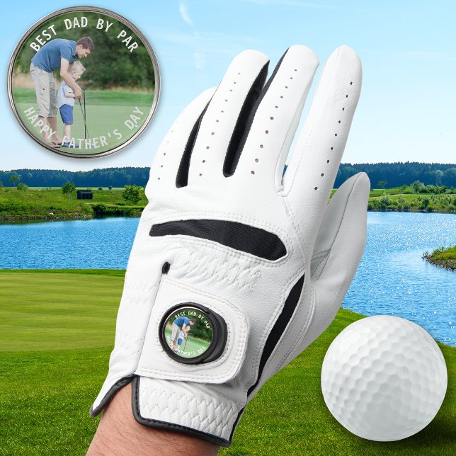 Best Dad Par Happy Fathers Day Custom Photo Golfer Golf Glove (Creator Uploaded)