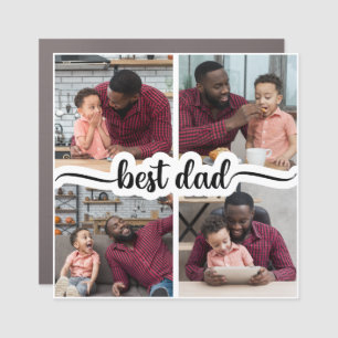 Best Dad Personalized 4 Photo Collage Car Magnet