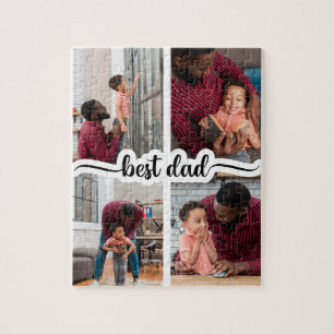 Best Dad Personalized 4 Photo Collage Jigsaw Puzzle
