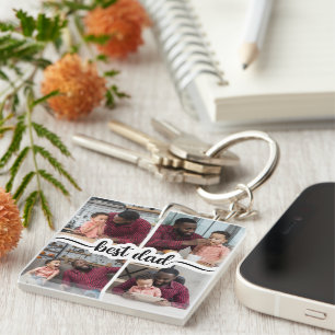 Best Dad Personalized 4 Photo Collage Keychain