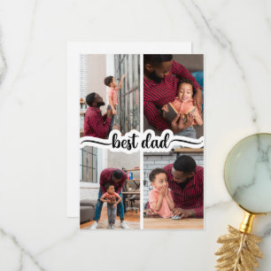 Best Dad Personalized 4 Photo Collage Thank You Card