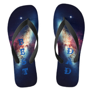 Best Dad Personalized Blue Cosmos  Flip Flops