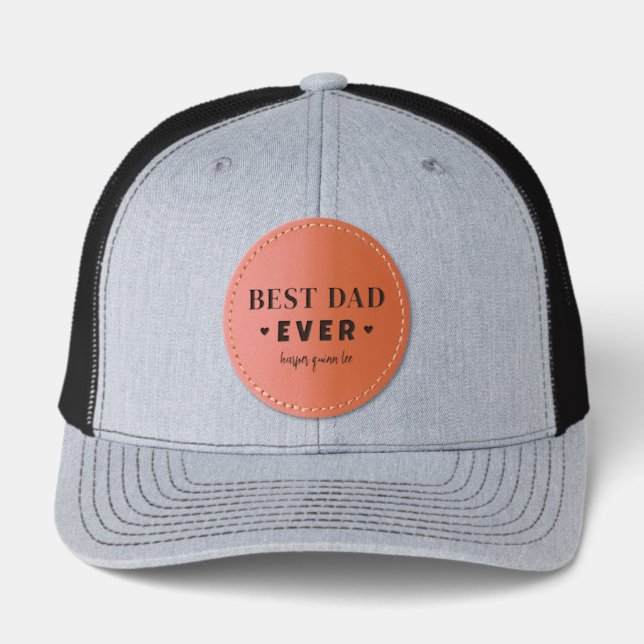 Best Dad Personalized Father Leather Patch Hat (Front)
