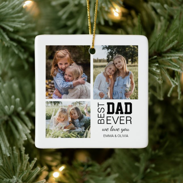 Best Dad Personalized Photos Ceramic Ornament (Tree)