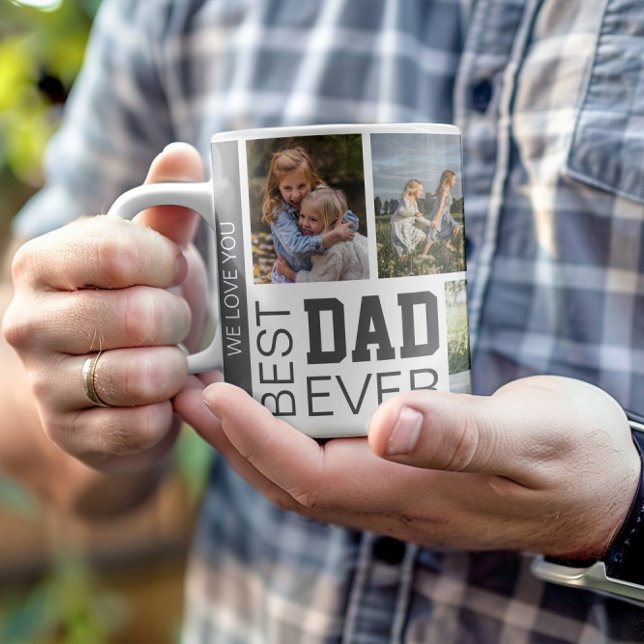 Best Dad Personalized Photos Coffee Mug (Create your own Best Dad Ever Personalized Photo Collage Mug by MINTIC DESIGN STUDIO)