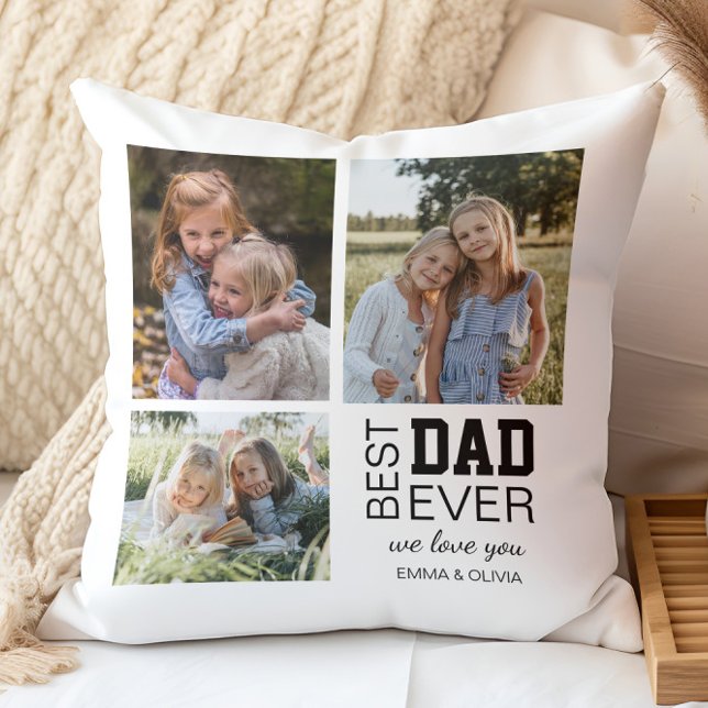 Best Dad Personalized Photos Throw Pillow (Create your own Personalized Photos Best Dad Ever Throw Pillow by MINTIC DESIGN STUDIO)