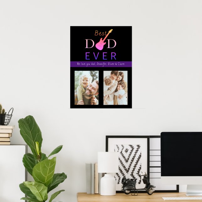 Best Dad Photo Collage Cool Modern Fathers Day Poster (Home Office)