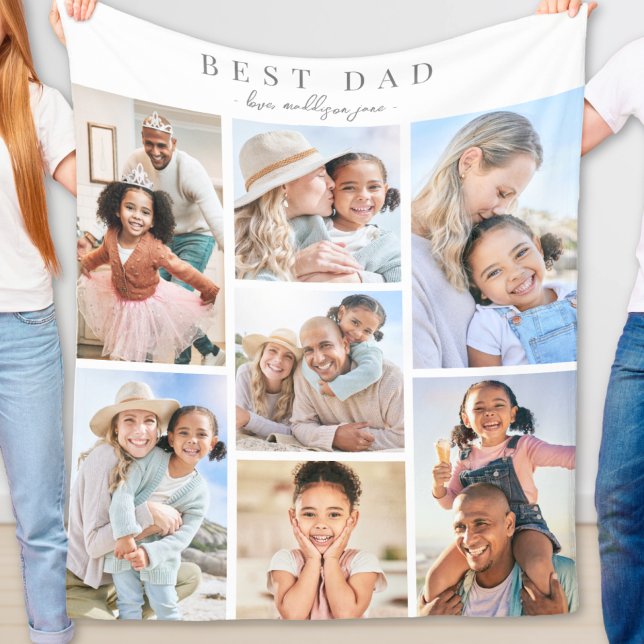 Best Dad Photo Collage Fleece Blanket (Best Dad Photo Collage Fleece Blanket )