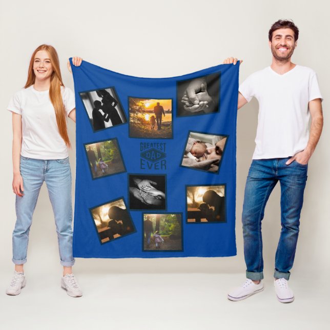 Best DAD Photo Collage Funny Fatherhood Quote Flee Fleece Blanket (In Situ)