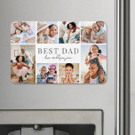 Best Dad Photo Collage Magnet<br><div class="desc">Personalized "Best Dad" Large Photo Magnet. This simple and elegant photo magnet is a fun way to showcase cherished memories. The design features space for eight photos, arranged in a border around the edges while keeping the focus on the meaningful text in the center. At the center, "Best Dad" is...</div>