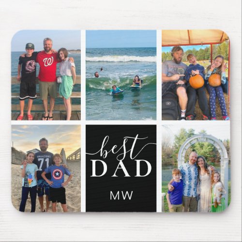 Best Dad Photo Collage Monogram Father Mouse Pad