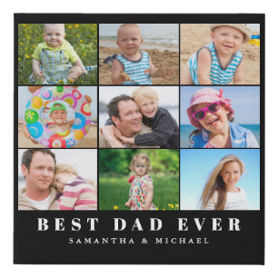 Best Dad Photo Collage Name  Faux Canvas Print