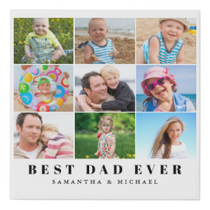 Best Dad Photo Collage Name  Faux Canvas Print