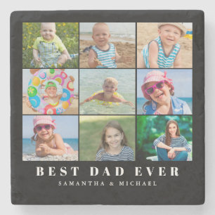 Best Dad Photo Collage Stone Coaster