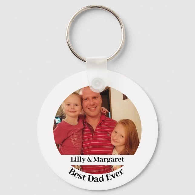 Best Dad Photo Round Keychain (Front)