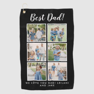 Best Dad! Photos Collage Black Golf Towel