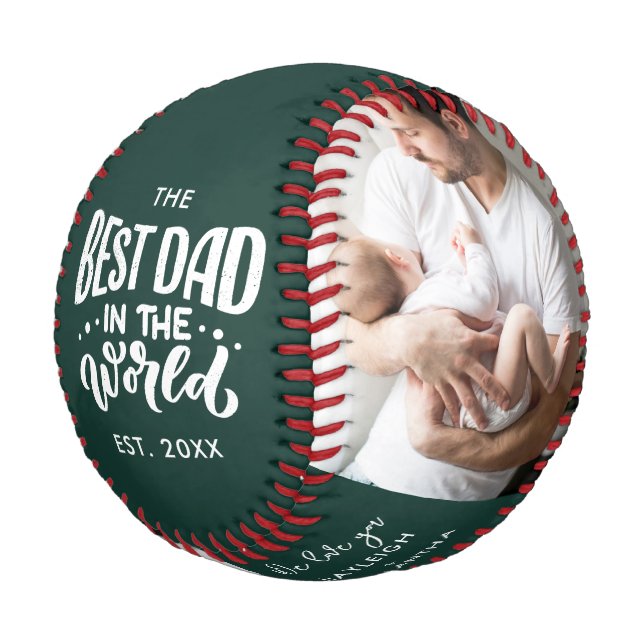 Best Dad Photos Script Custom Baseball (Angled)