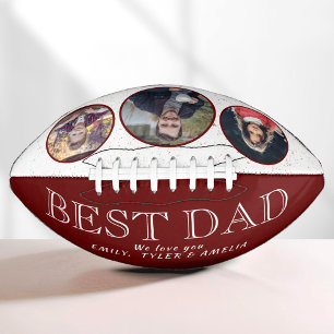 Best Dad Red Family 3 Photo Collage Football