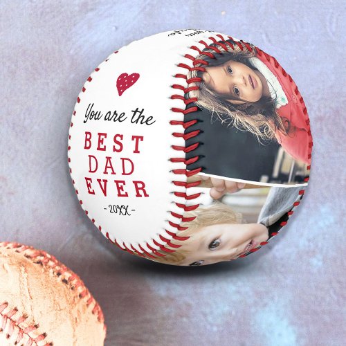 Best Dad Red Heart 4 Photo Collage Baseball