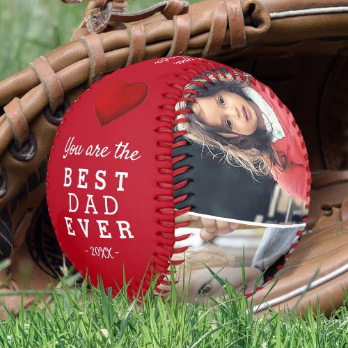Best Dad Red Heart 4 Photo Collage Baseball