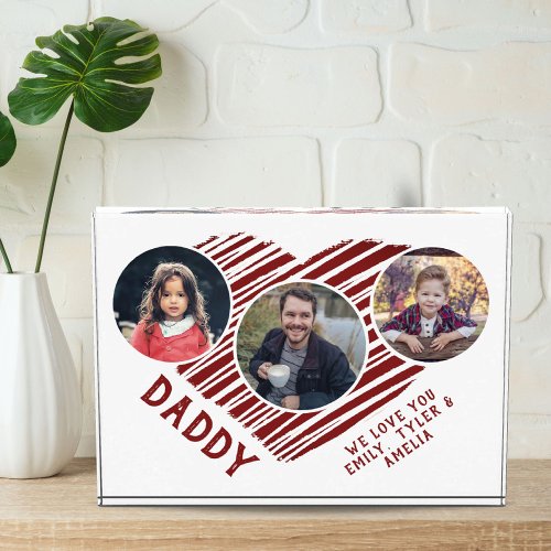 Best Dad Red Heart Fathers Day 3  Photo Block