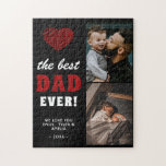 Best Dad Red Heart Father's Day 2 Photo  Jigsaw Puzzle<br><div class="desc">Best Dad Red Heart Father's Day 2 Photo puzzle. The design has a modern bold typography,  a cute red heart and 2 family photos - add two photos and your names. A lovely personalized keepsake for a father. Gift for Father's day,  birthday or Christmas.</div>