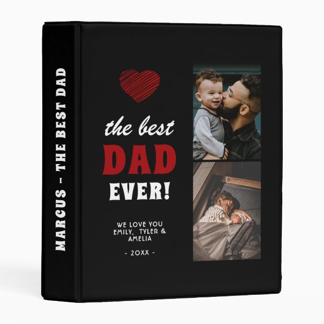 Best Dad Red Heart Father's Day Photo Album Mini Binder (Front/Spine)