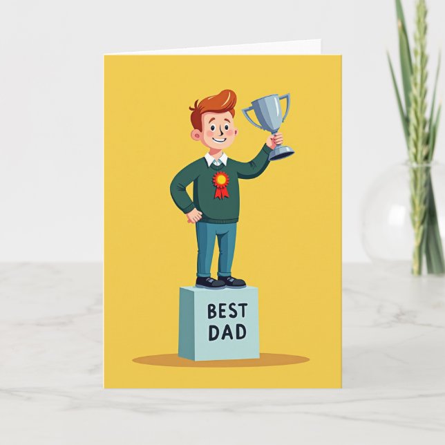 Best Dad Rosette Award Card (Front)