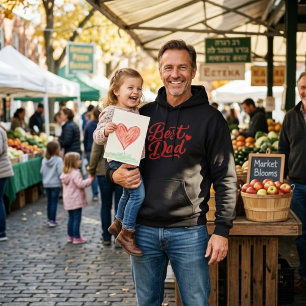 Best Dad Script Red Heart Minimalist Men's Hoodie