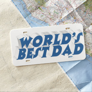 Best Dad sea blue 3d text License Plate