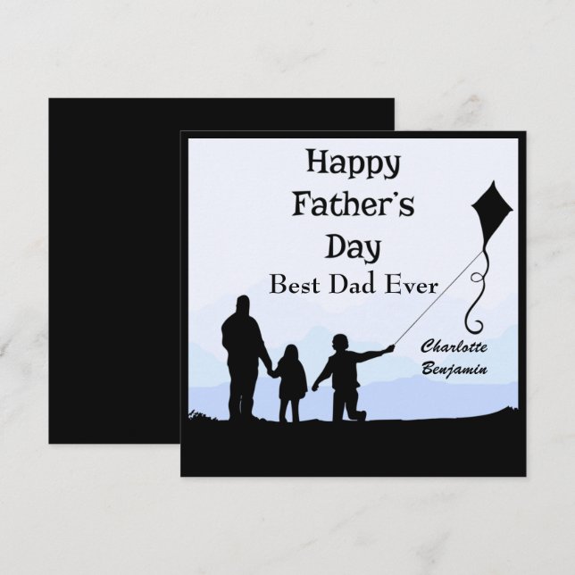 Best Dad Silhouette Names Kite Father's Day Card (Front/Back)