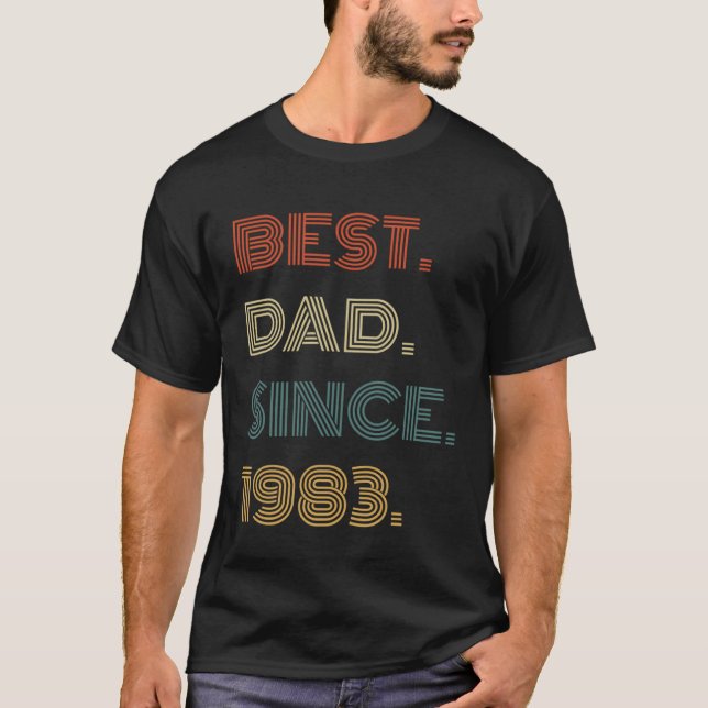 Best Dad Since 1983 Clothes  for Him Men Retro Vin T-Shirt (Front)