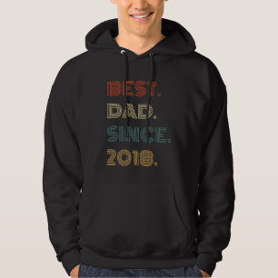 Best Dad Since 2018 Clothes  for Him Men Retro Vin Hoodie