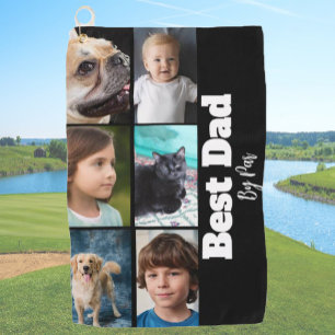 Best Dad Six Photo Template Black and White Golf Towel