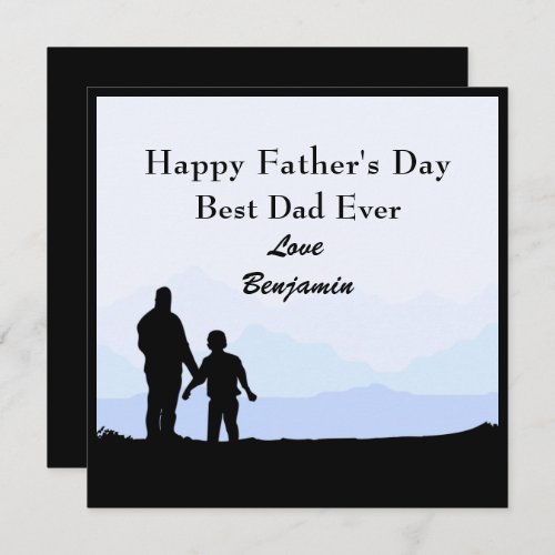 Best Dad  Son Silhouettes Name Fathers Day Card