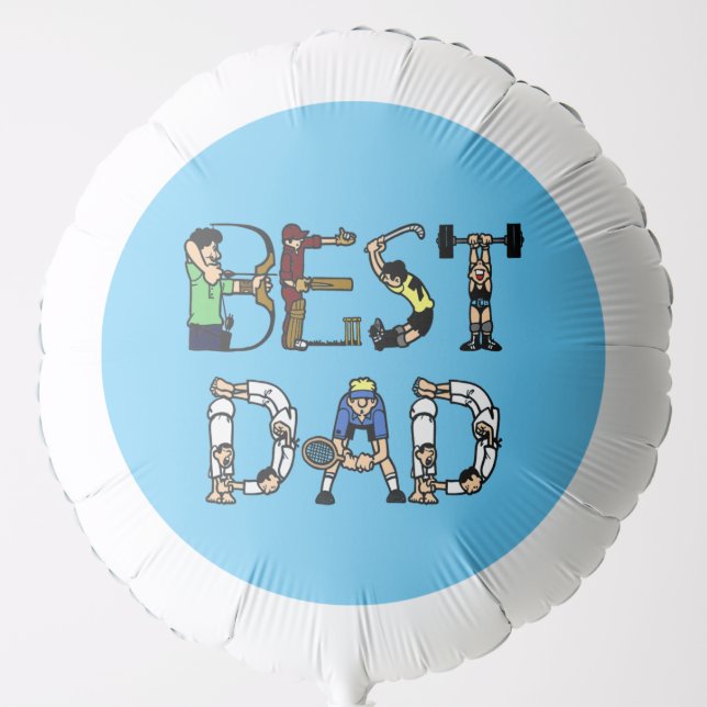 Best Dad Sports Fun Text Father's Day, ZATZ Balloon (Front)