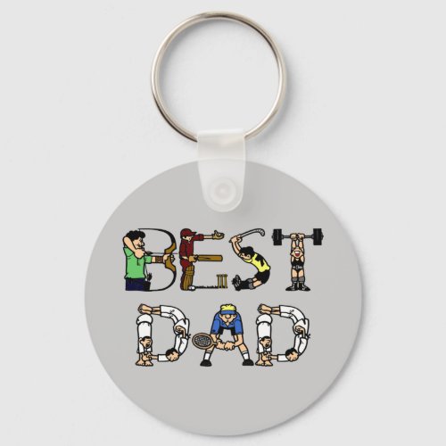 Best Dad Sports Fun Text Keychain