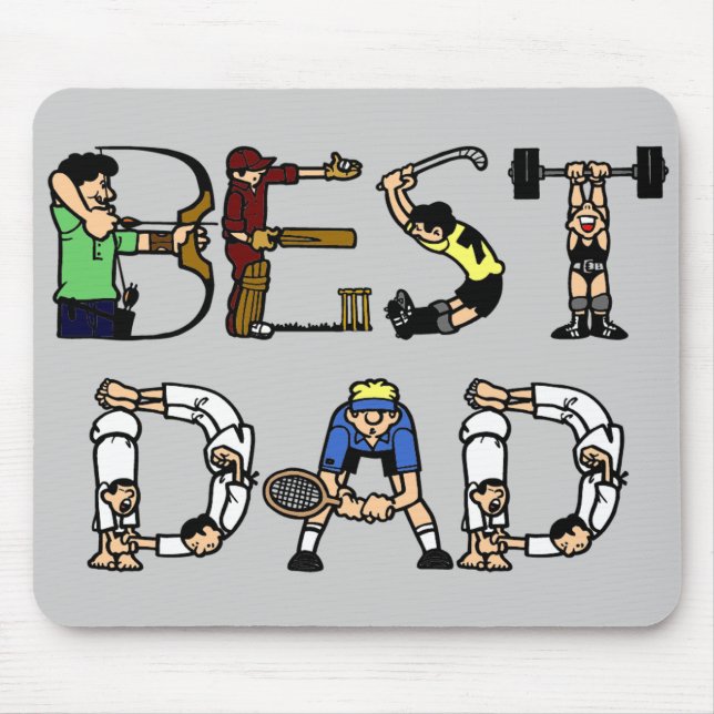 Best Dad Sports Fun Text Mouse Pad (Front)