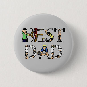 Best Dad Sports Fun Text Pinback Button