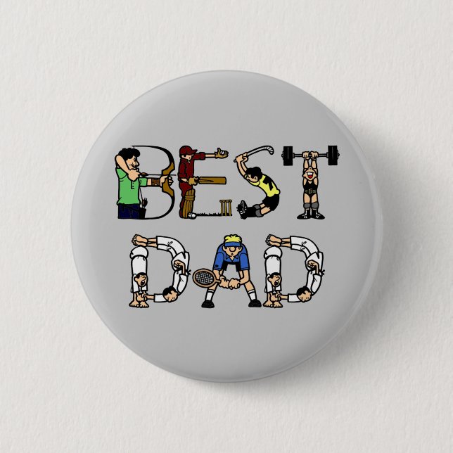 Best Dad Sports Fun Text Pinback Button (Front)