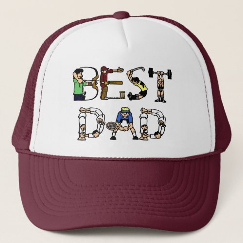 Best Dad Sports Fun Text Trucker Hat