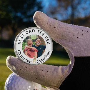Best Dad Tee Rex kids photo Golf Ball Marker