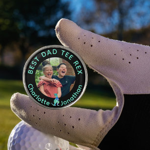 Best Dad Tee Rex kids photo Golf Ball Marker
