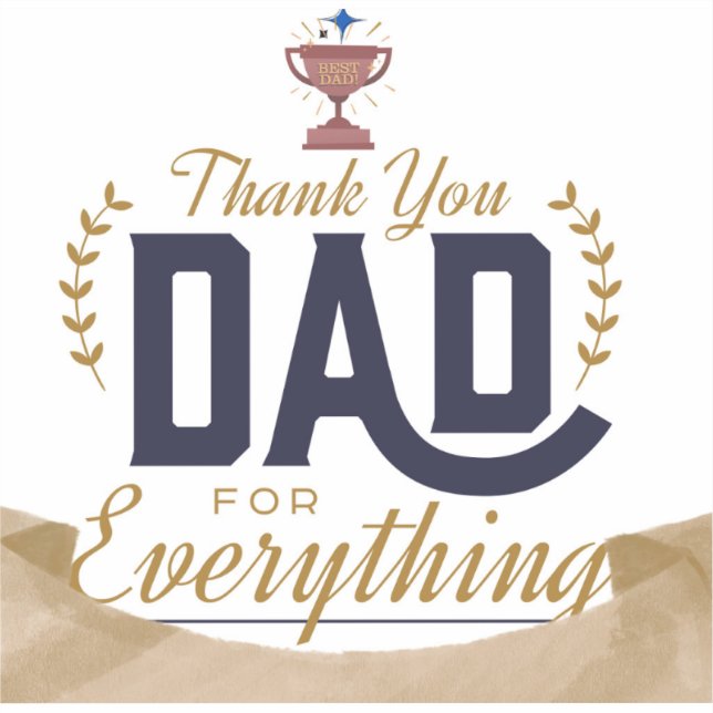 Best Dad – Thank You Design Sticker (Front)