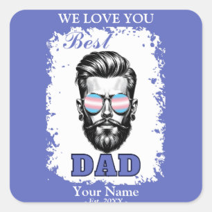 Best Dad Transgender Flag Colors Father's Day Gift Square Sticker