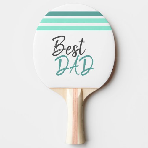 Best Dad Turquoise Modern Script Father`s Day Ping Pong Paddle - Best Dad Modern Script Father`s Day Ping Pong Paddle. Modern design with a Best Dad in a trendy script and three stripes in different turquoise colors. Great gift idea for a dad or grandfather, especially on Father`s Day or birthday.