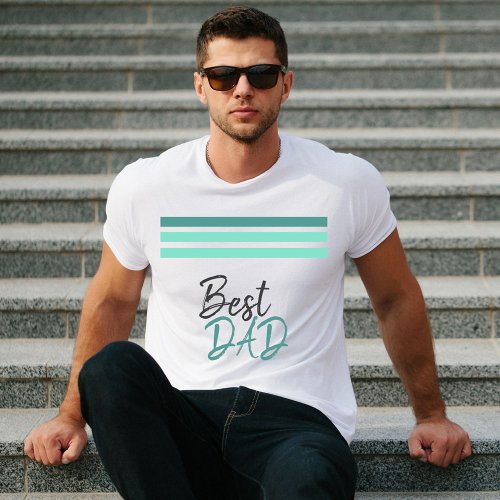 Best Dad Turquoise Modern Script Fathers Day T_Shirt