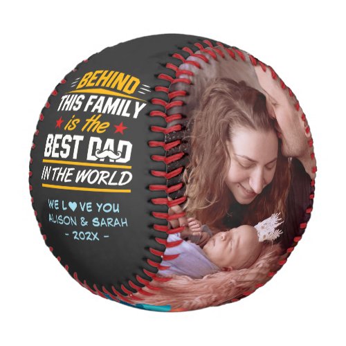 Best Dad Typography Family Photos Dark Gray Black Baseball